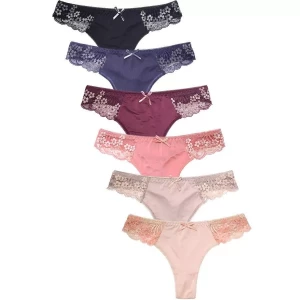 Трусики-стринги с кружевными цветочными вставками