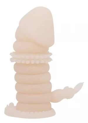 Телесная насадка на пенис со стимулятором клитора - 13 см.