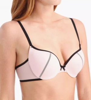 Персиковый бюстгальтер пуш-ап с сеткой поверх чашек