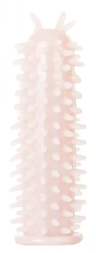 Телесная насадка на пенис с шипами по всей длине - 13 см.