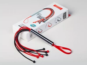 Чёрно-красная плеть с шариками на концах - 35 см.