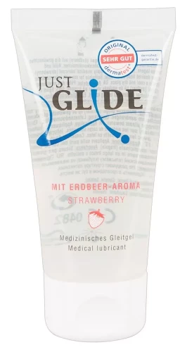 Смазка на водной основе Just Glide с ароматом клубники - 50 мл.