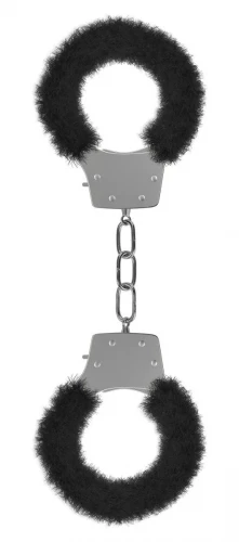 Чёрные пушистые наручники OUCH! Black
