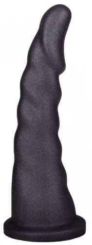 Женский страпон с чёрной насадкой и вагинальной пробкой - 18,5 и 10,5 см.