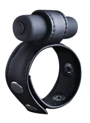 Утяжка на пенис с виброэлементом Leather Cock Ring