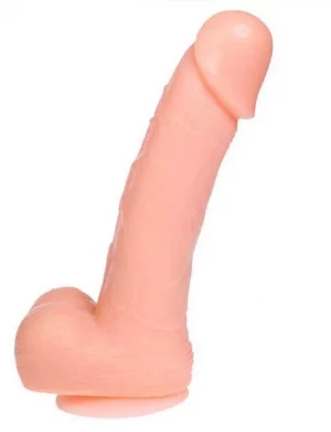 Телесный вибратор со вращающейся головкой и присоской - 20 см.