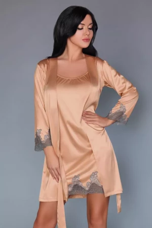 Пеньюар и сорочка Sancha с кружевной отделкой