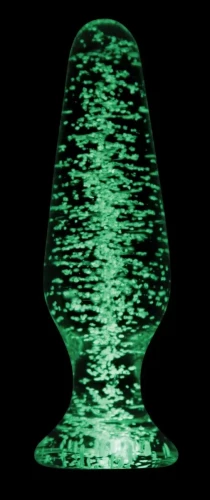 Прозрачная, светящаяся в темноте анальная пробка Glass Tapered Plug - 11,5 см.