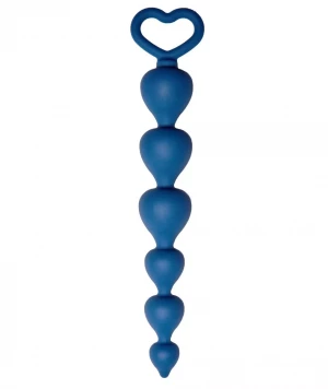 Синяя анальная цепочка Heart Ray - 17,5 см.