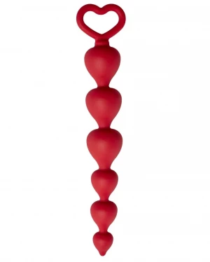 Бордовая анальная цепочка Heart Ray - 17,5 см.