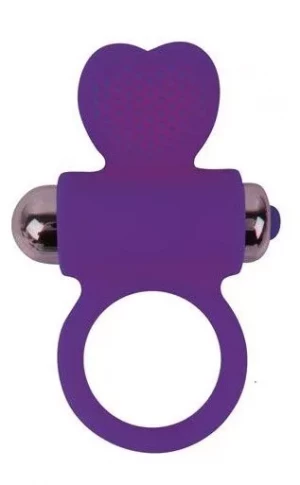 Фиолетовое эрекционное виброкольцо с сердечком
