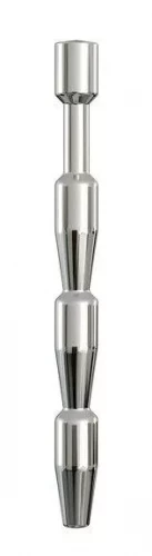 Серебристый уретральный плаг с красным кристаллом - 11,3 см.