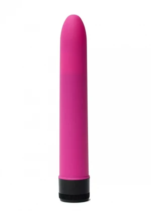 Розовый гладкий вибратор с силиконовым напылением  - 17,5 см.