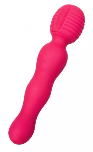 Розовый двусторонний вибратор с подогревом All-In - 21 см.