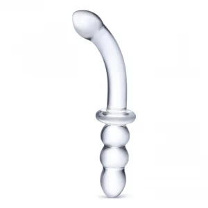 Прозрачный ребристый двусторонний стимулятор Ribbed G-Spot - 20 см.