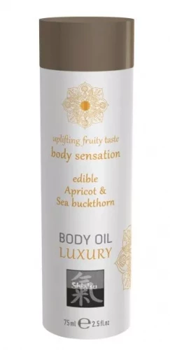 Съедобное массажное масло с ароматом абрикоса и облепихи - 75 мл.