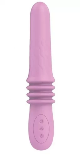 Розовый вибратор Susie с возвратно-поступательными движениями - 25,2 см.