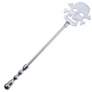 Серебристый металлический стек с черепом - 41 см.