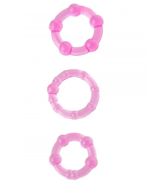 Набор из 3 стимулирующих эрекционных колец розового цвета