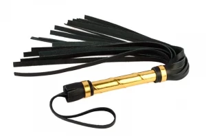 Золотисто-черная кожаная плеть - 40 см.