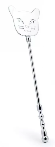 Серебристый металлический стек с котиком - 40 см.