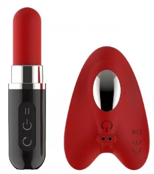 Красная насадка в трусики с пультом-помадой APHRODITE