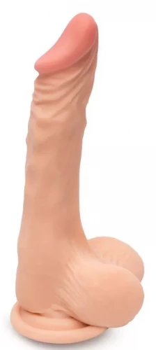 Телесный реалистичный фаллоимитатор с присоской - 20 см.