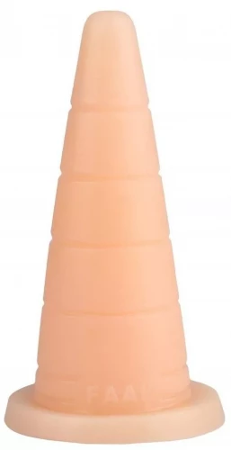 Телесный рельефный анальный конус - 18,7 см.