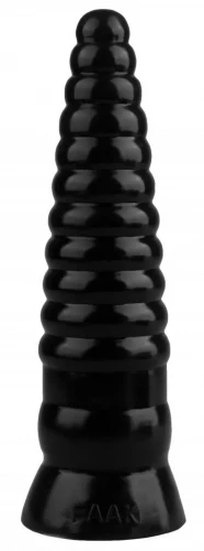 Черная рельефная коническая анальная втулка - 22,5 см.