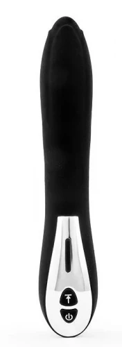 Черный гладкий вибратор с 12 режимами вибрации - 23 см.