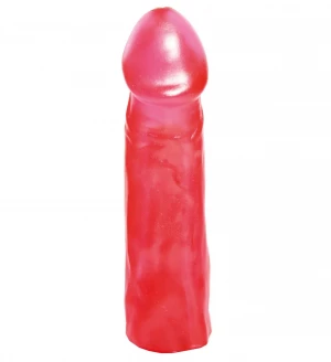 Розовая реалистичная насадка для трусиков с плугом - 19,5 см.