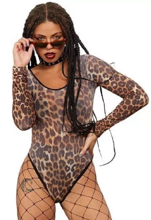 Леопардовое боди с длинным рукавом