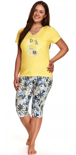 Хлопковая пижама Donata со светлыми принтованными бриджами