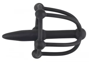 Черный силиконовый расширитель Penis Plug with Glans Cage