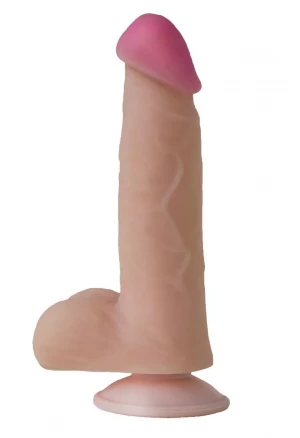 Телесный фаллоимитатор-реалистик на присоске - 17,5 см.