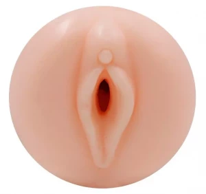Телесный мастурбатор-вагина Miss в черной колбе