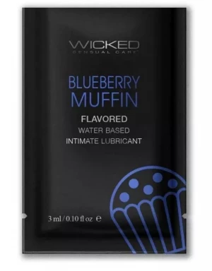 Лубрикант на водной основе с ароматом черничного маффина Wicked Aqua Blueberry Muffin - 3 мл.