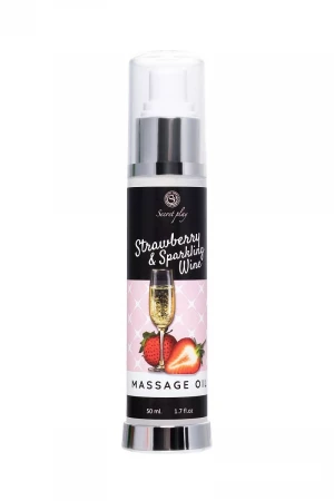 Массажное масло с ароматом клубники и шампанского - 50 мл.