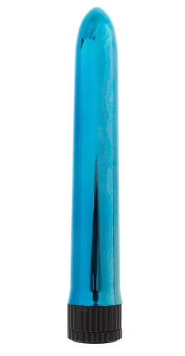 Голубой классический вибратор - 18 см.
