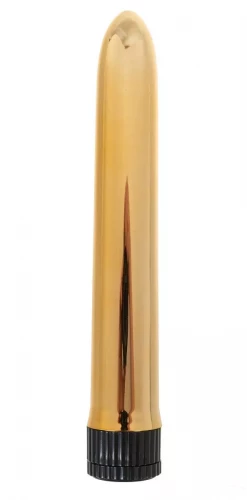 Золотистый классический вибратор - 18 см.