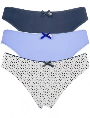 Набор из 3 сине-белых трусиков-слип Olivia