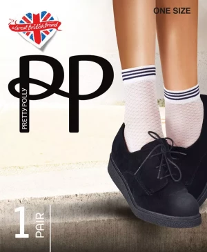 Сетчатые носочки с 3 цветными полосками на резинке