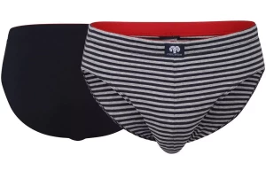 Набор из 2 синих трусов-слип - однотонных и в серую полоску