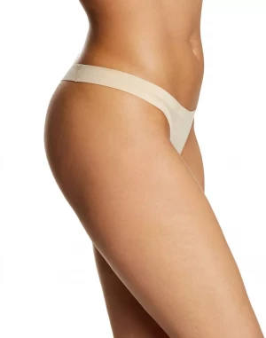 Бежевые трусики-стринги с лазерной обработкой краев